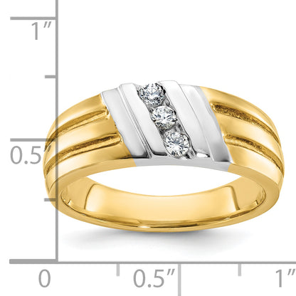 14k Two-tone Gold Men's 1/5 carat Diamond Complete Ring