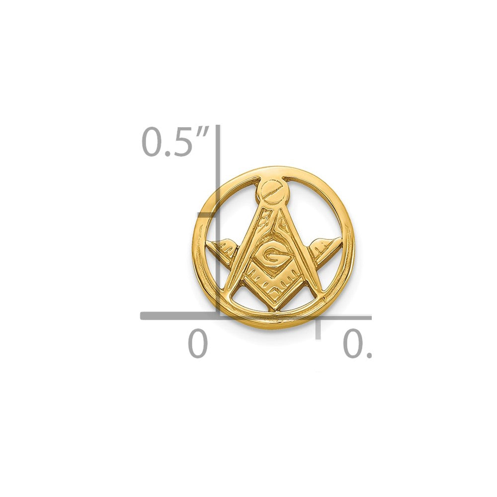 14K Yellow Gold Men's Polished and Beaded Masonic Circle Tie / Lapel Pin
