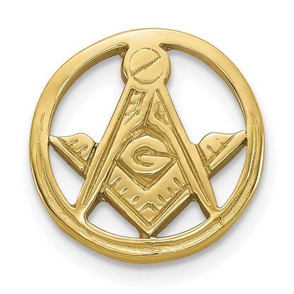 14K Yellow Gold Men's Polished and Beaded Masonic Circle Tie / Lapel Pin