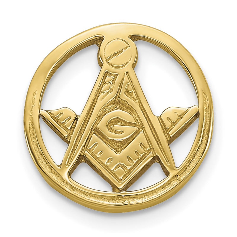 14K Yellow Gold Men's Polished and Beaded Masonic Circle Tie / Lapel Pin