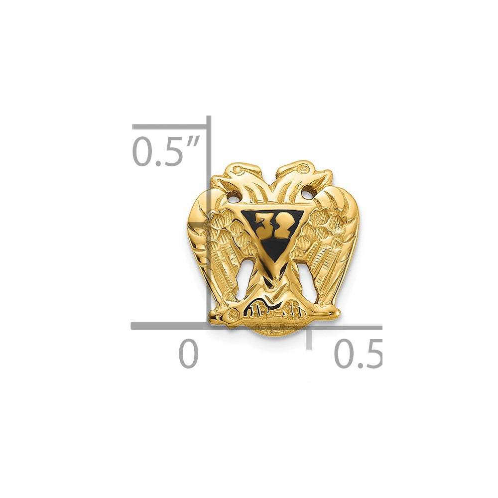 14K Yellow Gold Men's Textured & Enameled 32 Degree Scottish Rite Tie Pin / Lapel