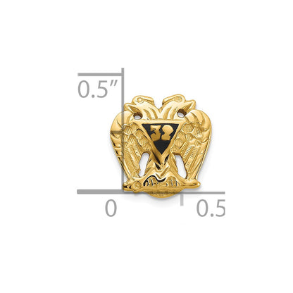 14K Yellow Gold Men's Textured & Enameled 32 Degree Scottish Rite Tie Pin / Lapel