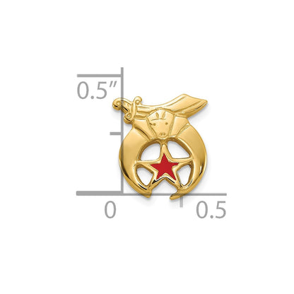 14K Yellow Gold Men's Polished & Textured W/ Red Enamel Masonic Shriner Tie / Lapel Pin