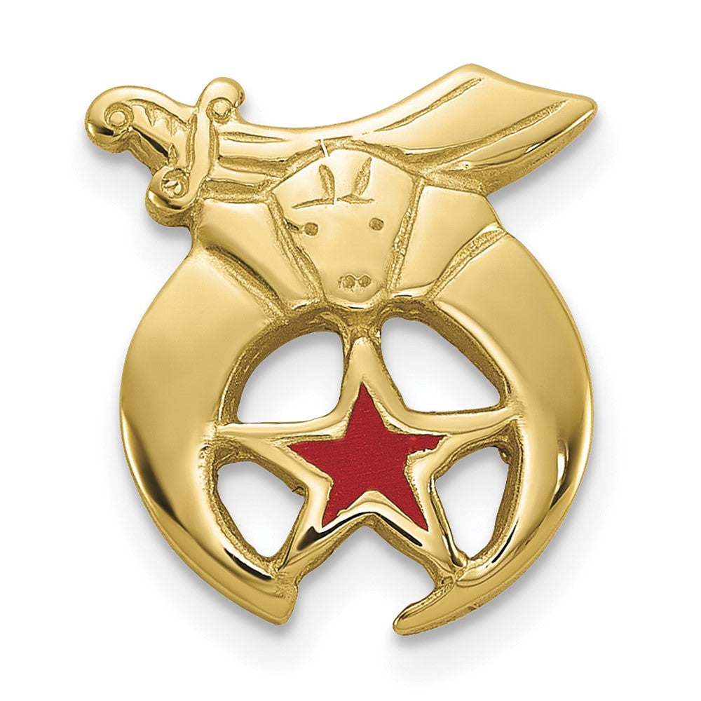 14K Yellow Gold Men's Polished & Textured W/ Red Enamel Masonic Shriner Tie / Lapel Pin