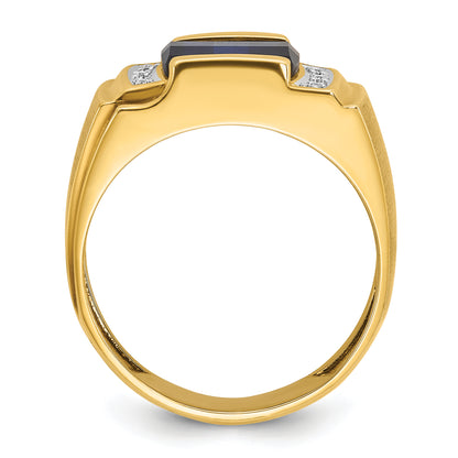 10K Yellow Gold Ibgoodman Men'S Cr. Sapphire And Diamond Complete Ring