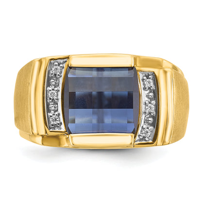 10K Yellow Gold Ibgoodman Men'S Cr. Sapphire And Diamond Complete Ring