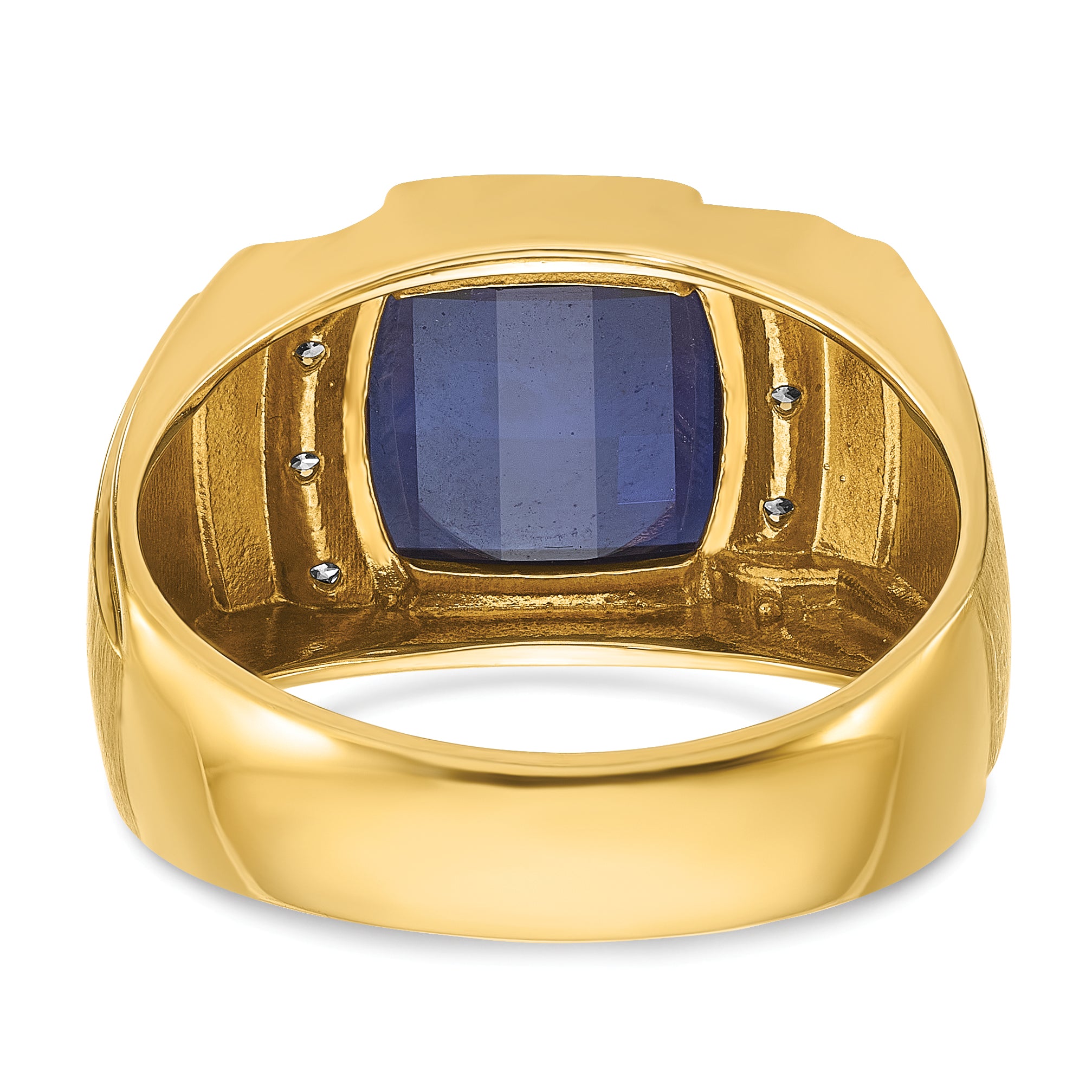 10K Yellow Gold Ibgoodman Men'S Cr. Sapphire And Diamond Complete Ring