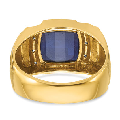 10K Yellow Gold Ibgoodman Men'S Cr. Sapphire And Diamond Complete Ring