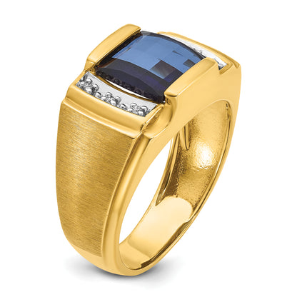 10K Yellow Gold Ibgoodman Men'S Cr. Sapphire And Diamond Complete Ring