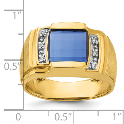 10K Yellow Gold Ibgoodman Men'S Cr. Sapphire And Diamond Complete Ring