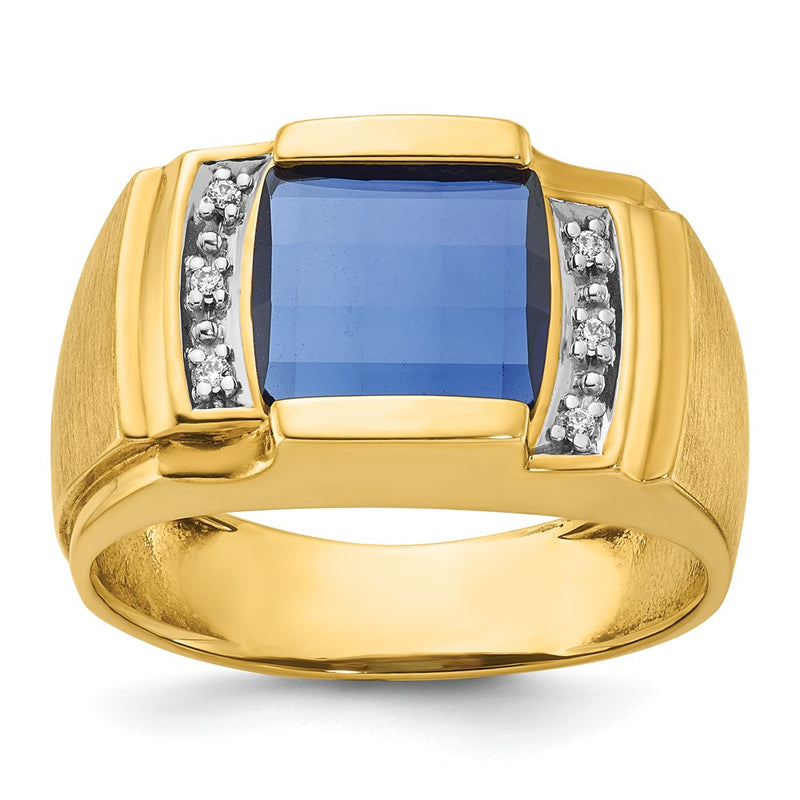 10K Yellow Gold Ibgoodman Men'S Cr. Sapphire And Diamond Complete Ring