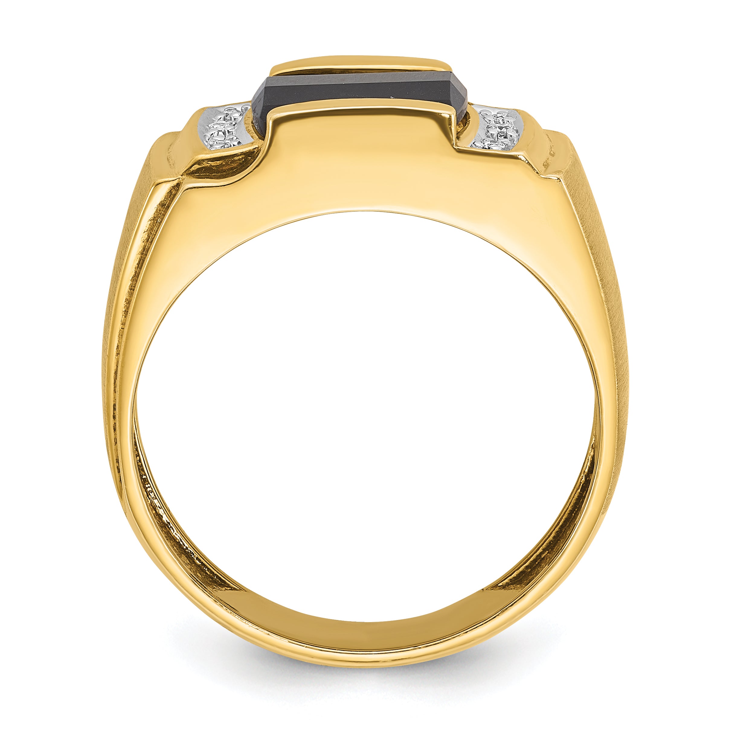 10K Yellow Gold Ibgoodman Men'S Onyx And Diamond Complete Ring