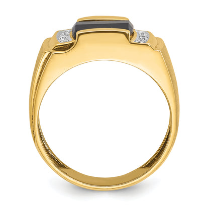 10K Yellow Gold Ibgoodman Men'S Onyx And Diamond Complete Ring