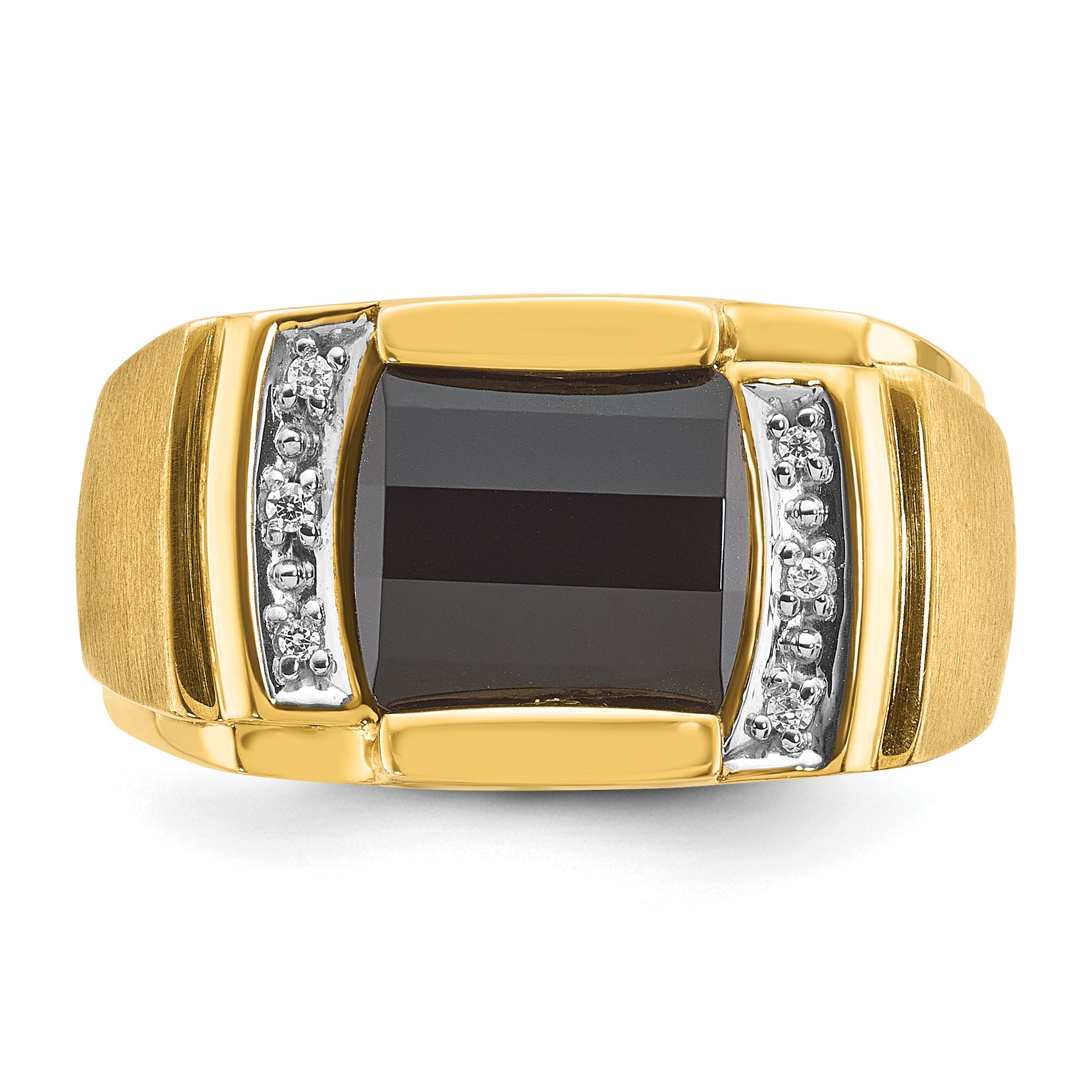 10K Yellow Gold Ibgoodman Men'S Onyx And Diamond Complete Ring