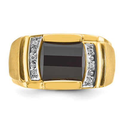 10K Yellow Gold Ibgoodman Men'S Onyx And Diamond Complete Ring