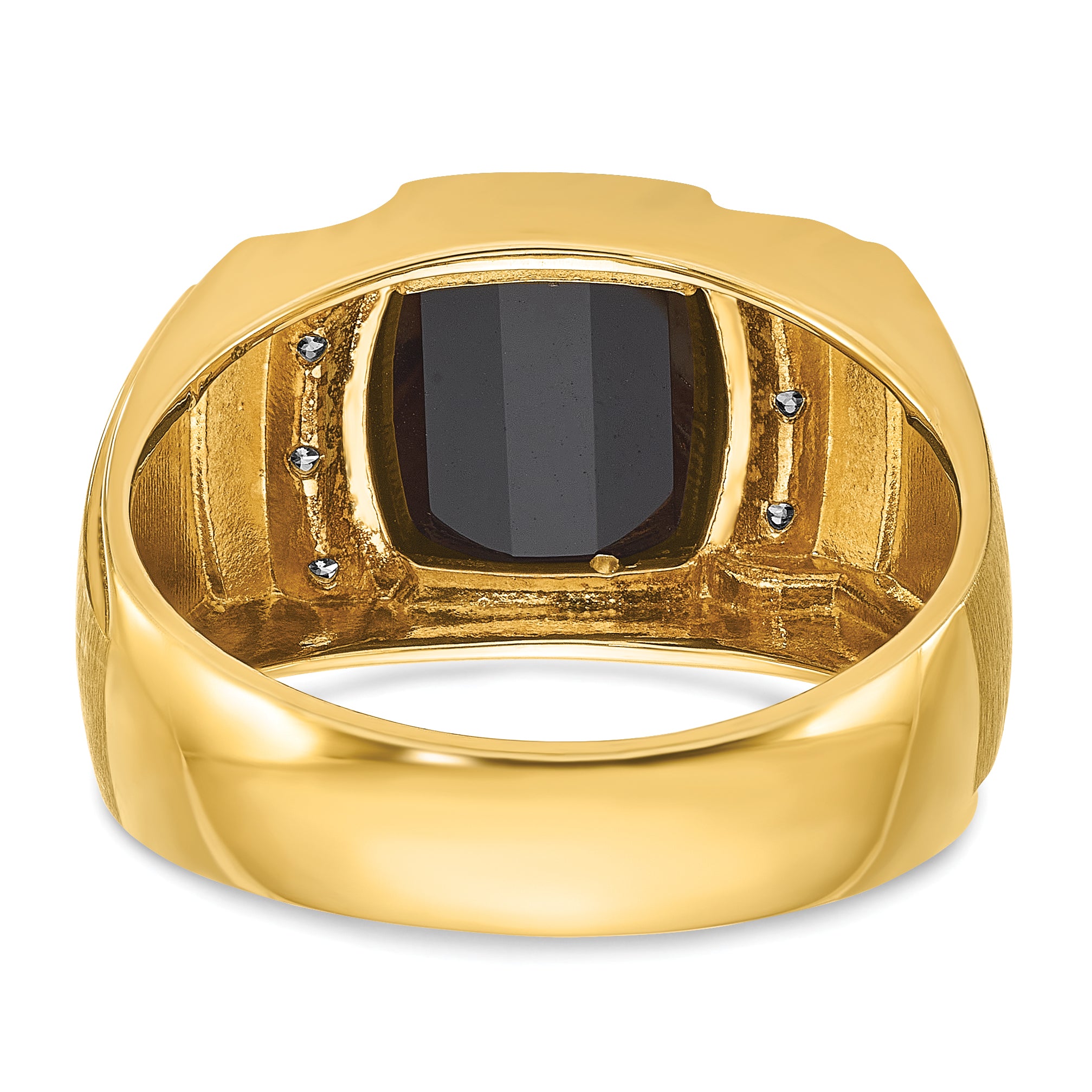 10K Yellow Gold Ibgoodman Men'S Onyx And Diamond Complete Ring