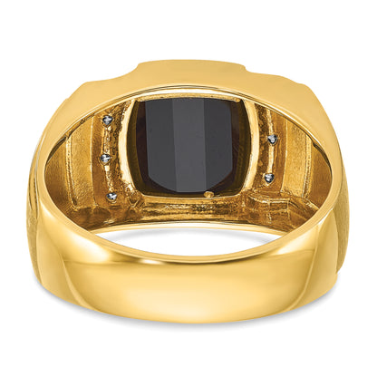 10K Yellow Gold Ibgoodman Men'S Onyx And Diamond Complete Ring