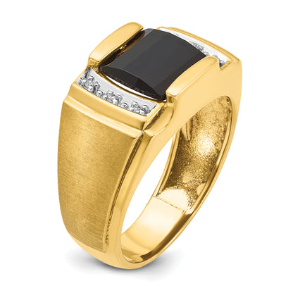10K Yellow Gold Ibgoodman Men'S Onyx And Diamond Complete Ring