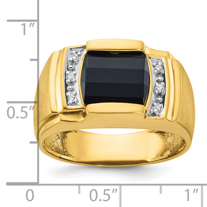 10K Yellow Gold Ibgoodman Men'S Onyx And Diamond Complete Ring