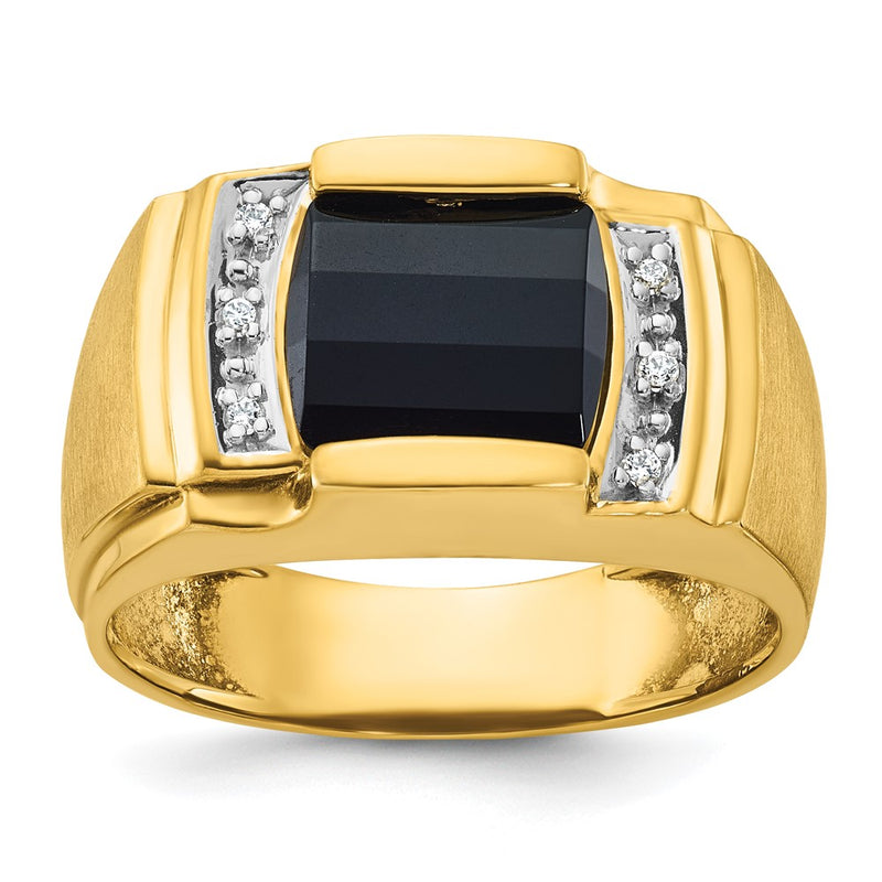 10K Yellow Gold Ibgoodman Men'S Onyx And Diamond Complete Ring