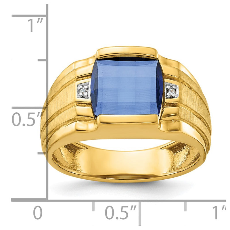 10K Yellow W/Rhodium Ibgoodman Men'S Cr. Sapphire And Diamond Complete Ring
