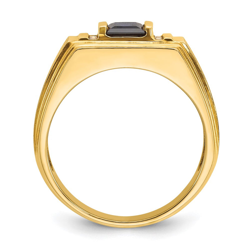 10K Yellow Gold Ibgoodman Men'S Cr.Sapphire And Diamond Satin Complete Ring