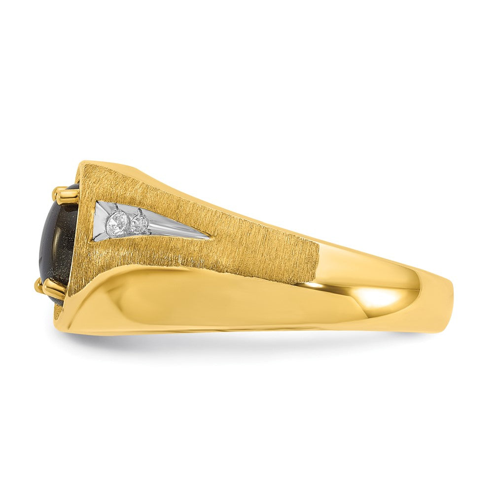 10K Yellow Gold Ibgoodman Men'S Satin Black Star Sapphire And Diamond Complete Ring