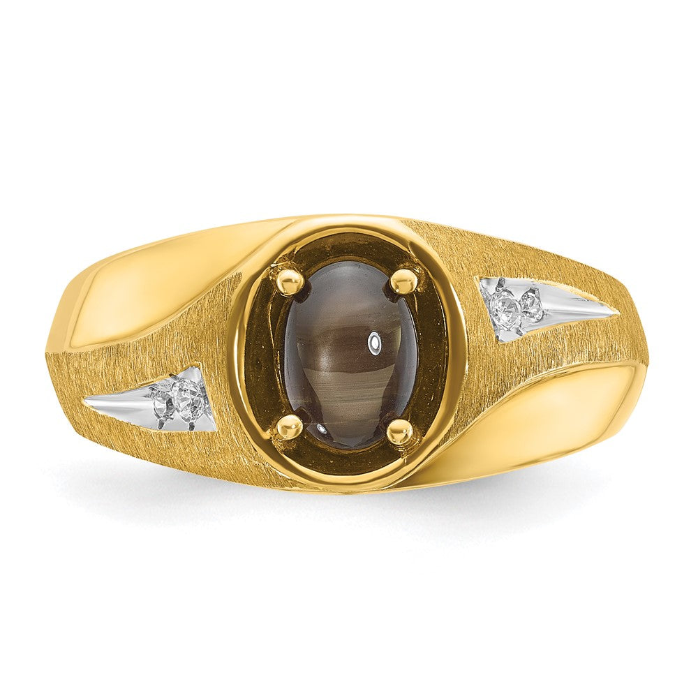 10K Yellow Gold Ibgoodman Men'S Satin Black Star Sapphire And Diamond Complete Ring