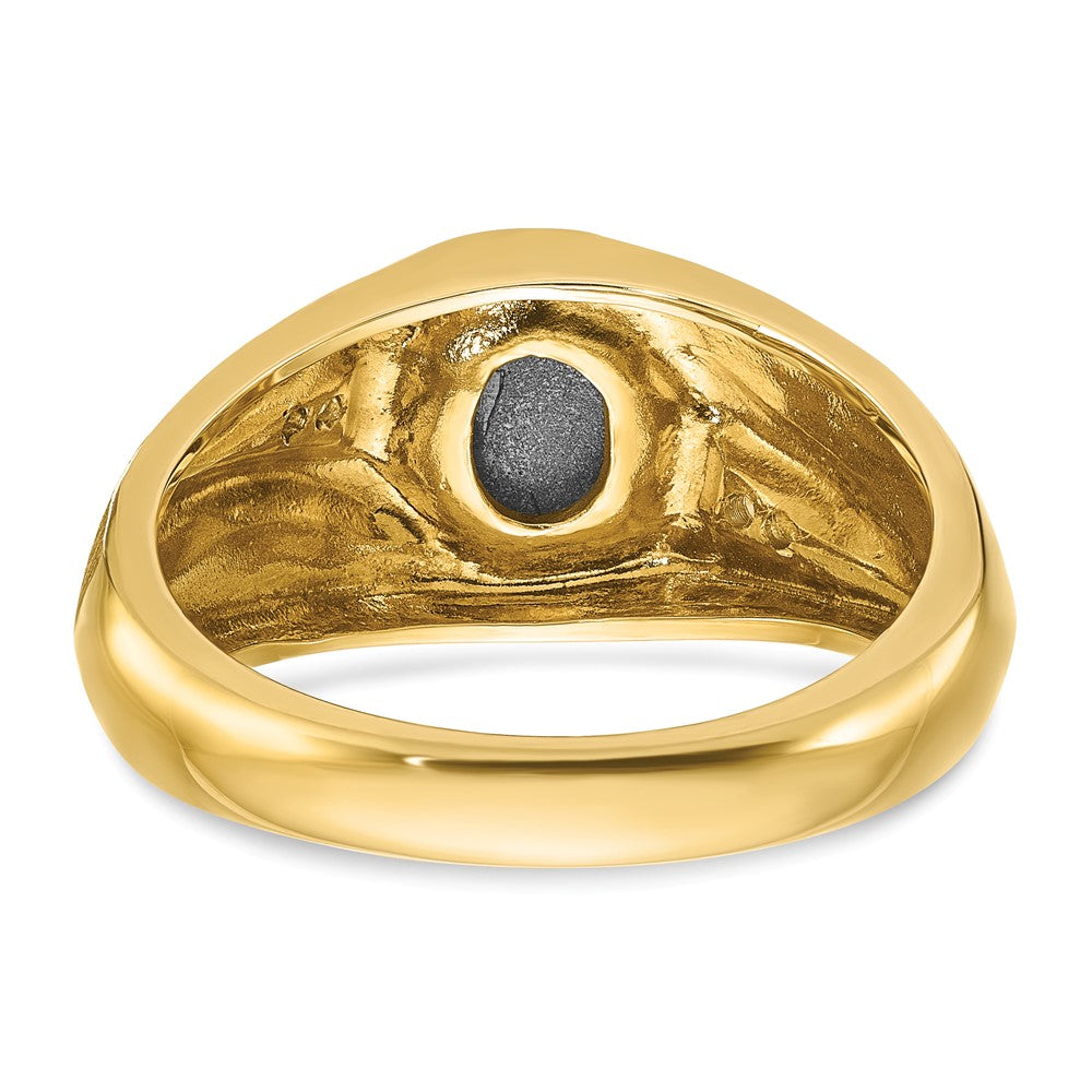 10K Yellow Gold Ibgoodman Men'S Satin Black Star Sapphire And Diamond Complete Ring