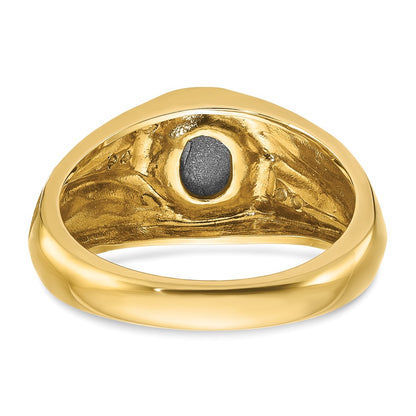 10K Yellow Gold Ibgoodman Men'S Satin Black Star Sapphire And Diamond Complete Ring