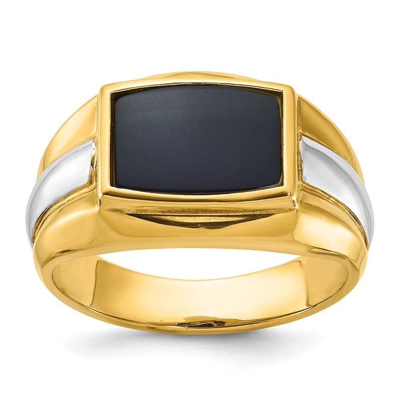 10K Two-Tone Ibgoodman Men'S Onyx Complete Ring
