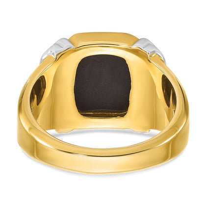 10K Two-Tone Ibgoodman Men'S Onyx Complete Ring