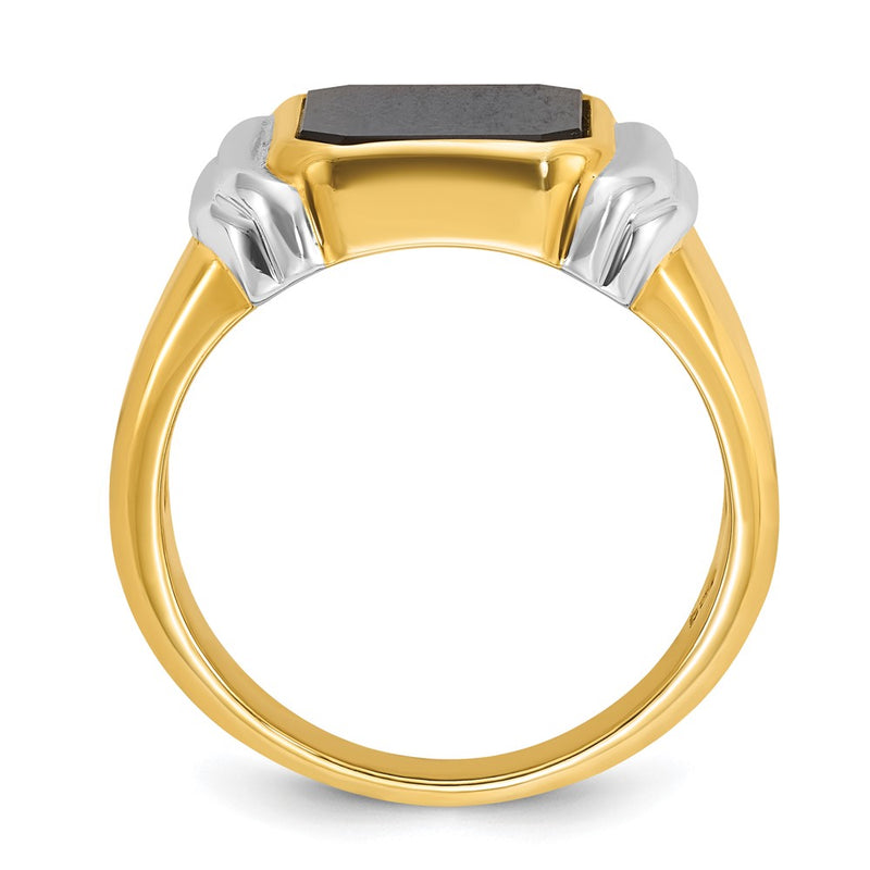 14k Two-tone Gold Men's Onyx Complete Ring