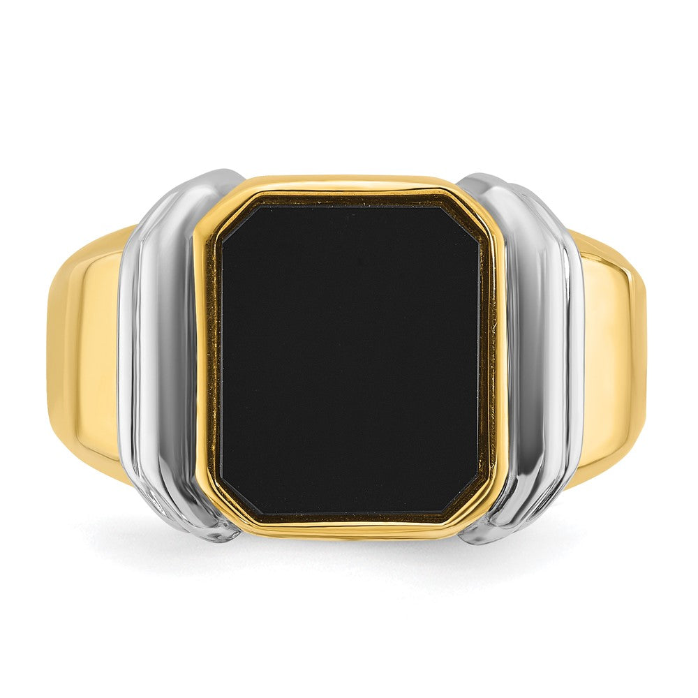 14k Two-tone Gold Men's Onyx Complete Ring