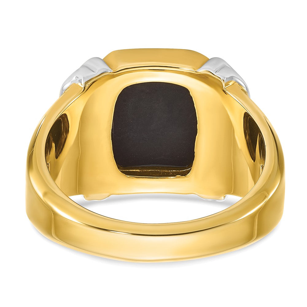 14k Two-tone Gold Men's Onyx Complete Ring