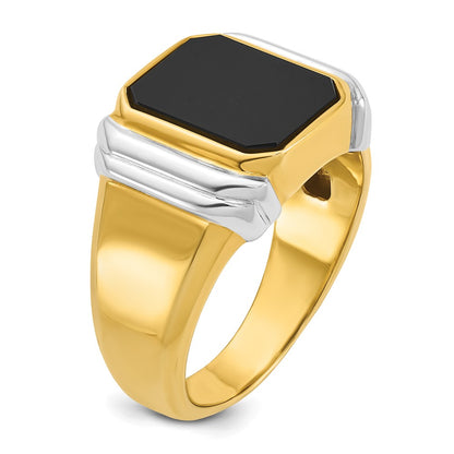 14k Two-tone Gold Men's Onyx Complete Ring