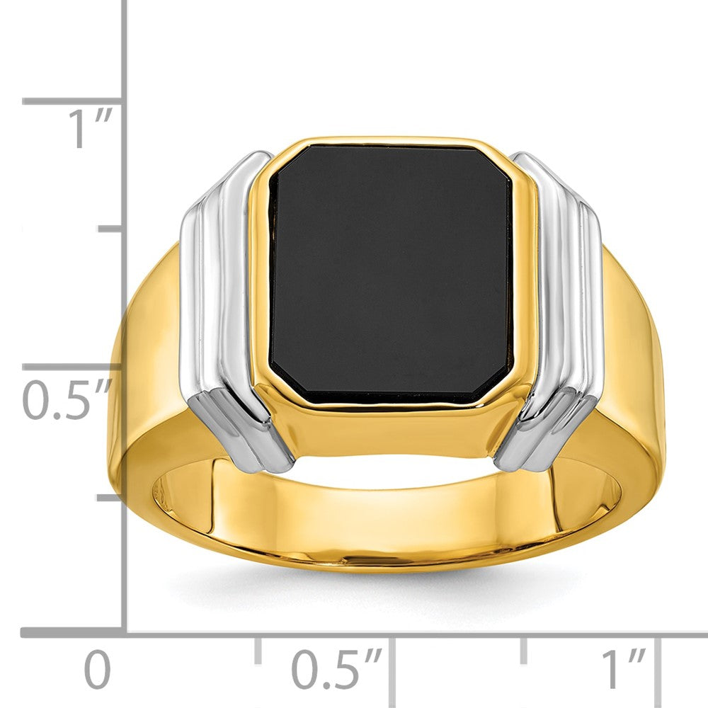 14k Two-tone Gold Men's Onyx Complete Ring