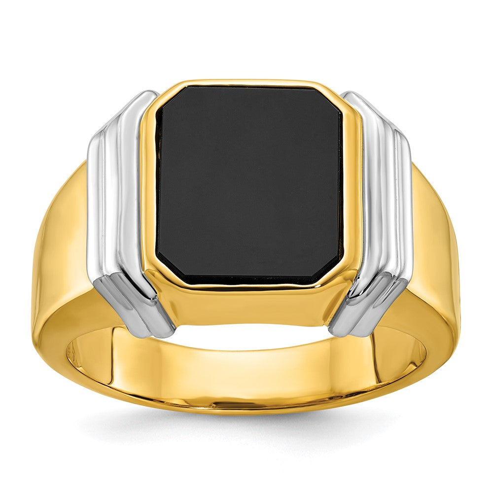 14k Two-tone Gold Men's Onyx Complete Ring