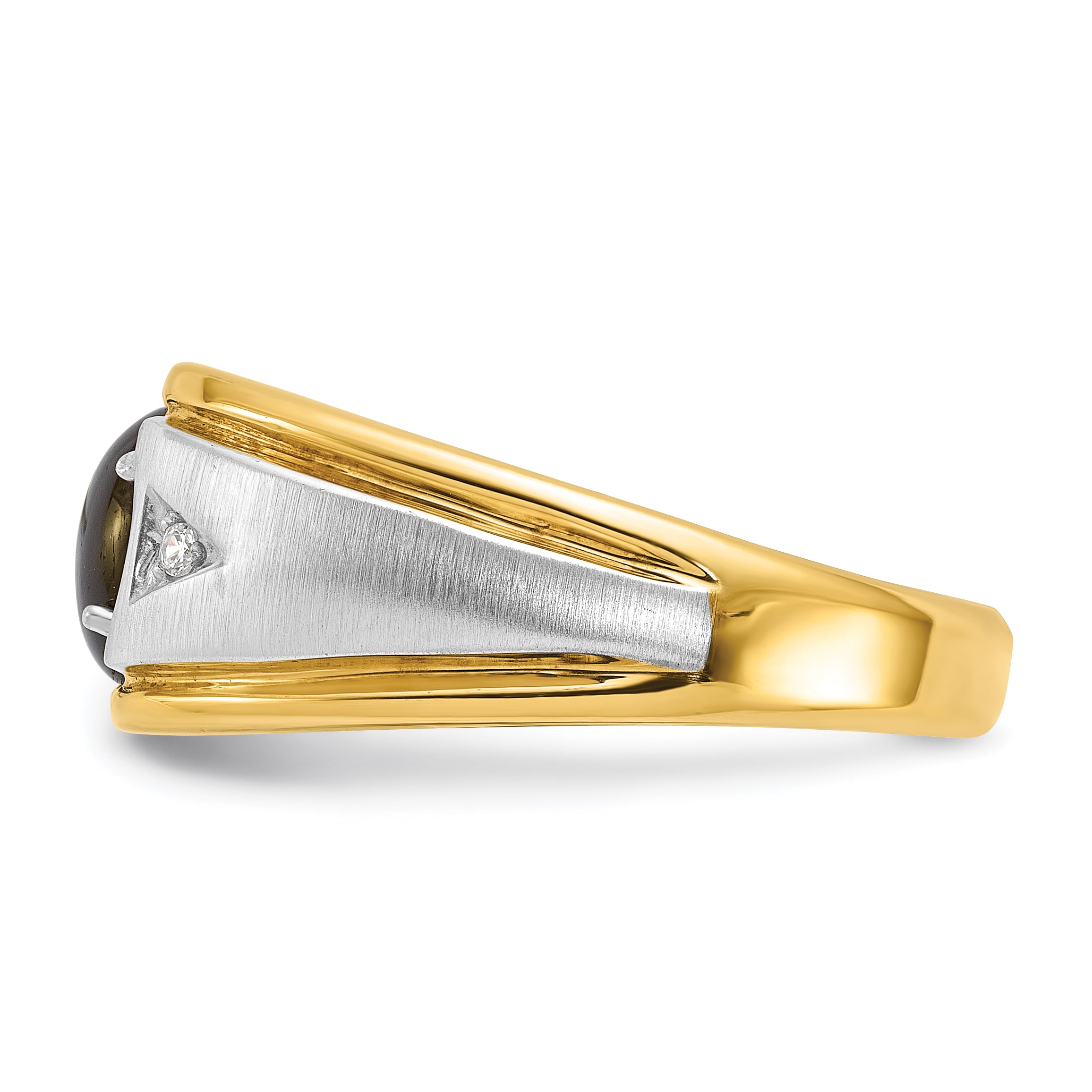 10K Two-Tone Ibgoodman Men'S Polished Satin And Grooved Gemstone Diamond Ring Mounting