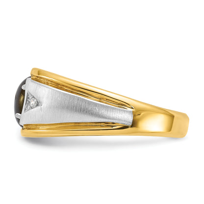 10K Two-Tone Ibgoodman Men'S Polished Satin And Grooved Gemstone Diamond Ring Mounting