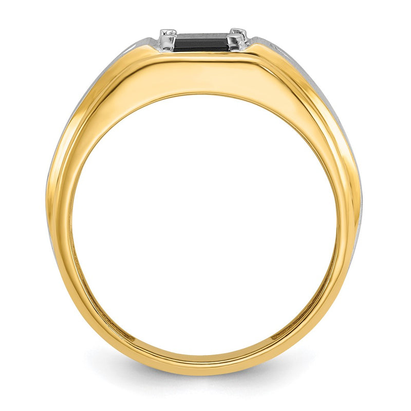 10K Two-Tone Ibgoodman Men'S Satin Onyx And Diamond Complete Ring