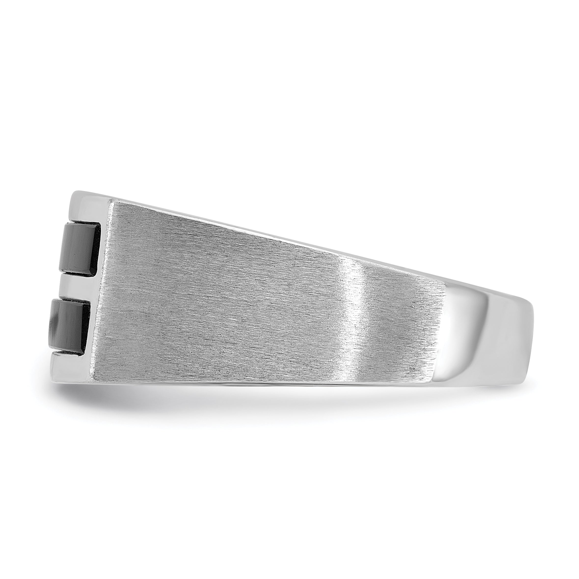 14k White Gold Men's Satin Onyx Complete Ring