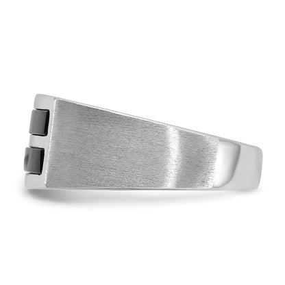 14k White Gold Men's Satin Onyx Complete Ring