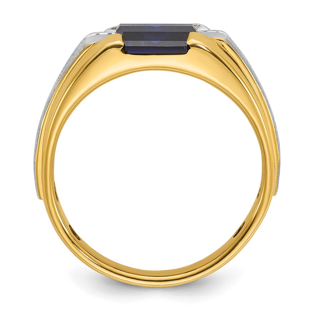 10K Two-Tone Ibgoodman Men'S Cr. Sapphire And Diamond Complete Ring