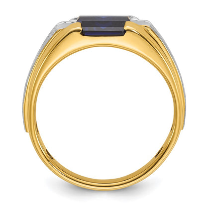 10K Two-Tone Ibgoodman Men'S Cr. Sapphire And Diamond Complete Ring