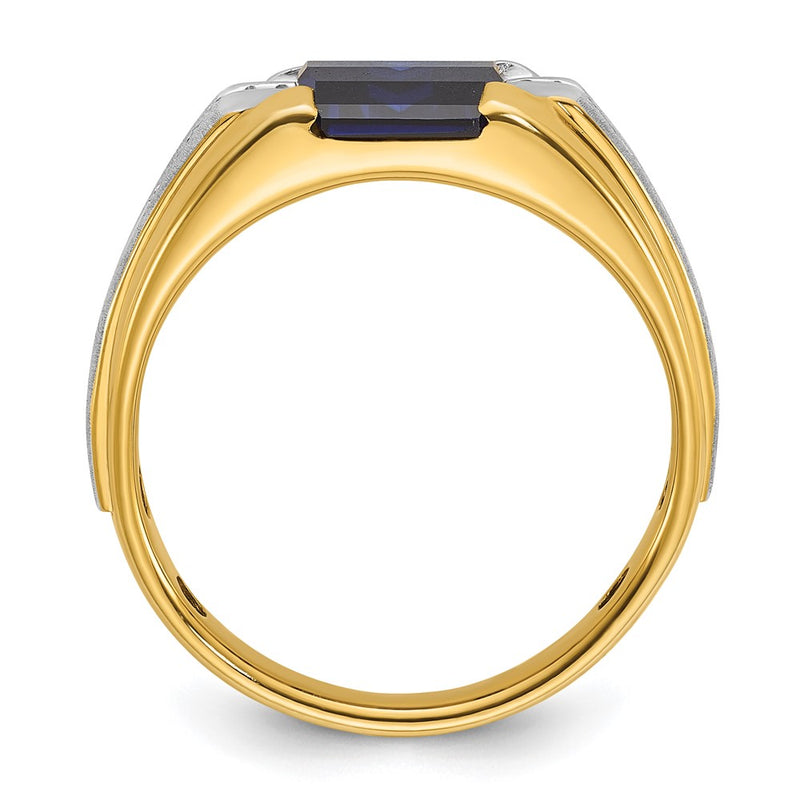 10K Two-Tone Ibgoodman Men'S Cr. Sapphire And Diamond Complete Ring