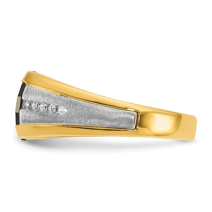 10K Two-Tone Ibgoodman Men'S Cr. Sapphire And Diamond Complete Ring