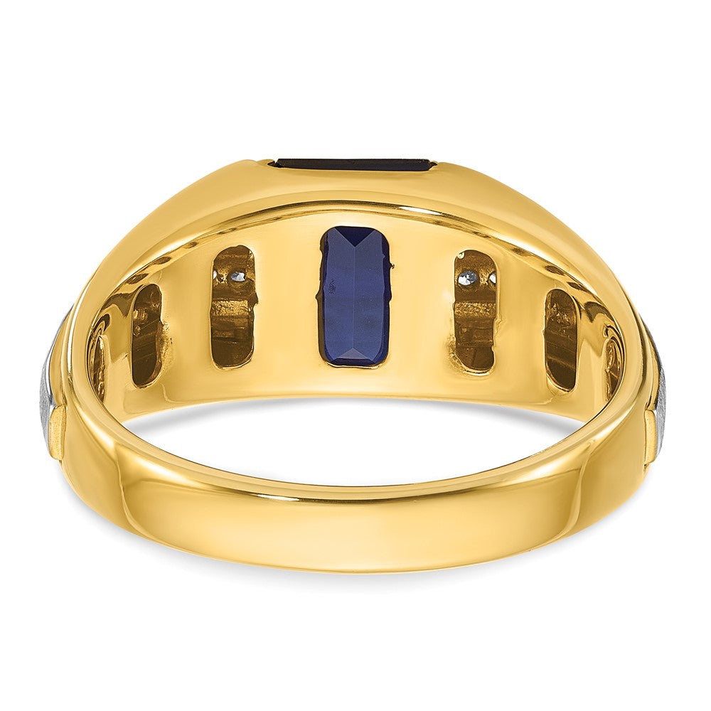 10K Two-Tone Ibgoodman Men'S Cr. Sapphire And Diamond Complete Ring