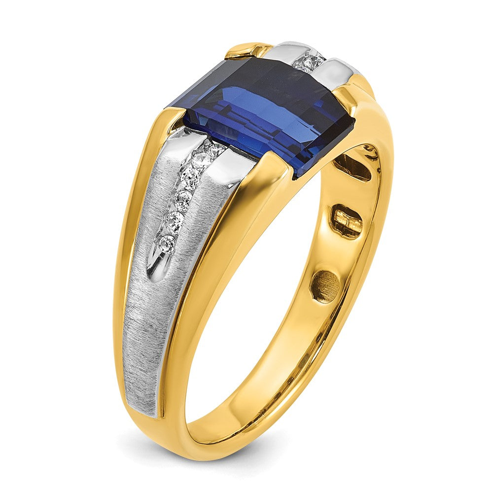 10K Two-Tone Ibgoodman Men'S Cr. Sapphire And Diamond Complete Ring