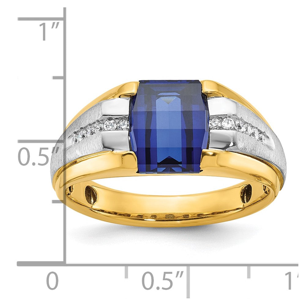 10K Two-Tone Ibgoodman Men'S Cr. Sapphire And Diamond Complete Ring